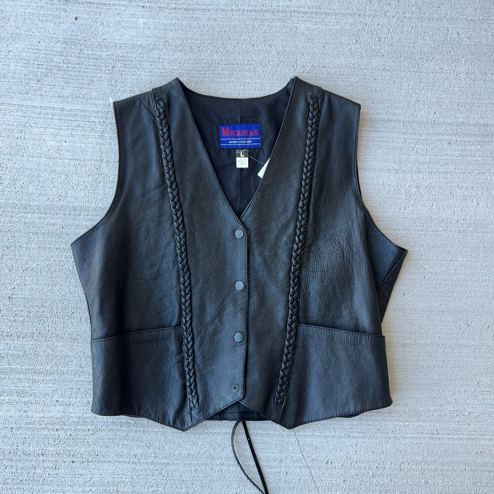 Vintage Black Leather Vest